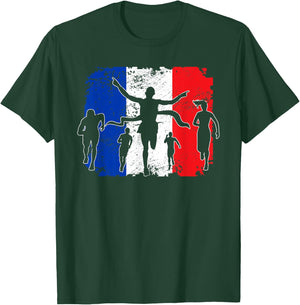 French Flag France Running Marathon Runners T-Shirt - T-Shirt | Forest