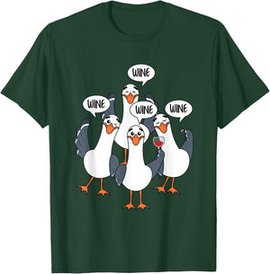 Seagull Wine Funny Bird Lover Drinking Enthusiast Women Gift T-Shirt - T-Shirt | Forest