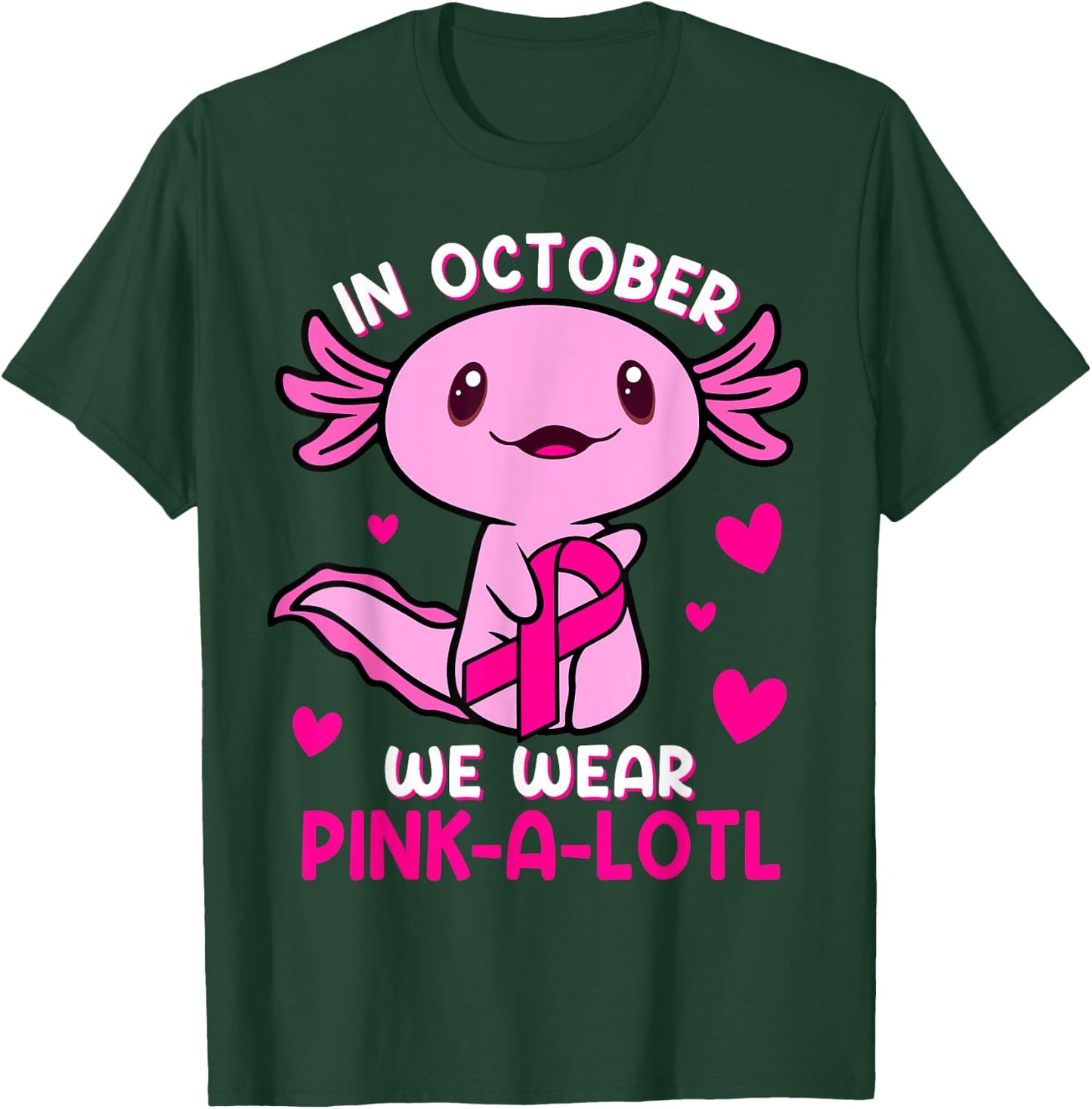 Axolotl Breast Cancer In October We Wear Pink A Lotl Kids T-Shirt - T-Shirt | Forest