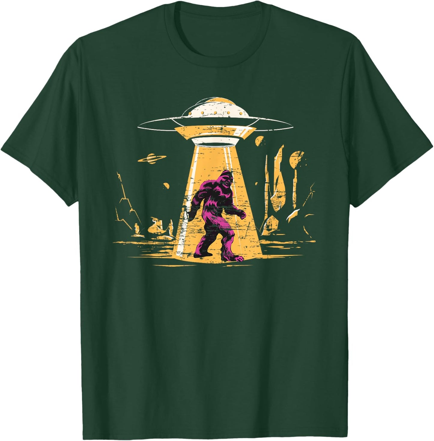 Alien Bigfoot UFO Abduction Sasquatch Yeti Cryptid Bigfoot T-Shirt - T-Shirt | Forest