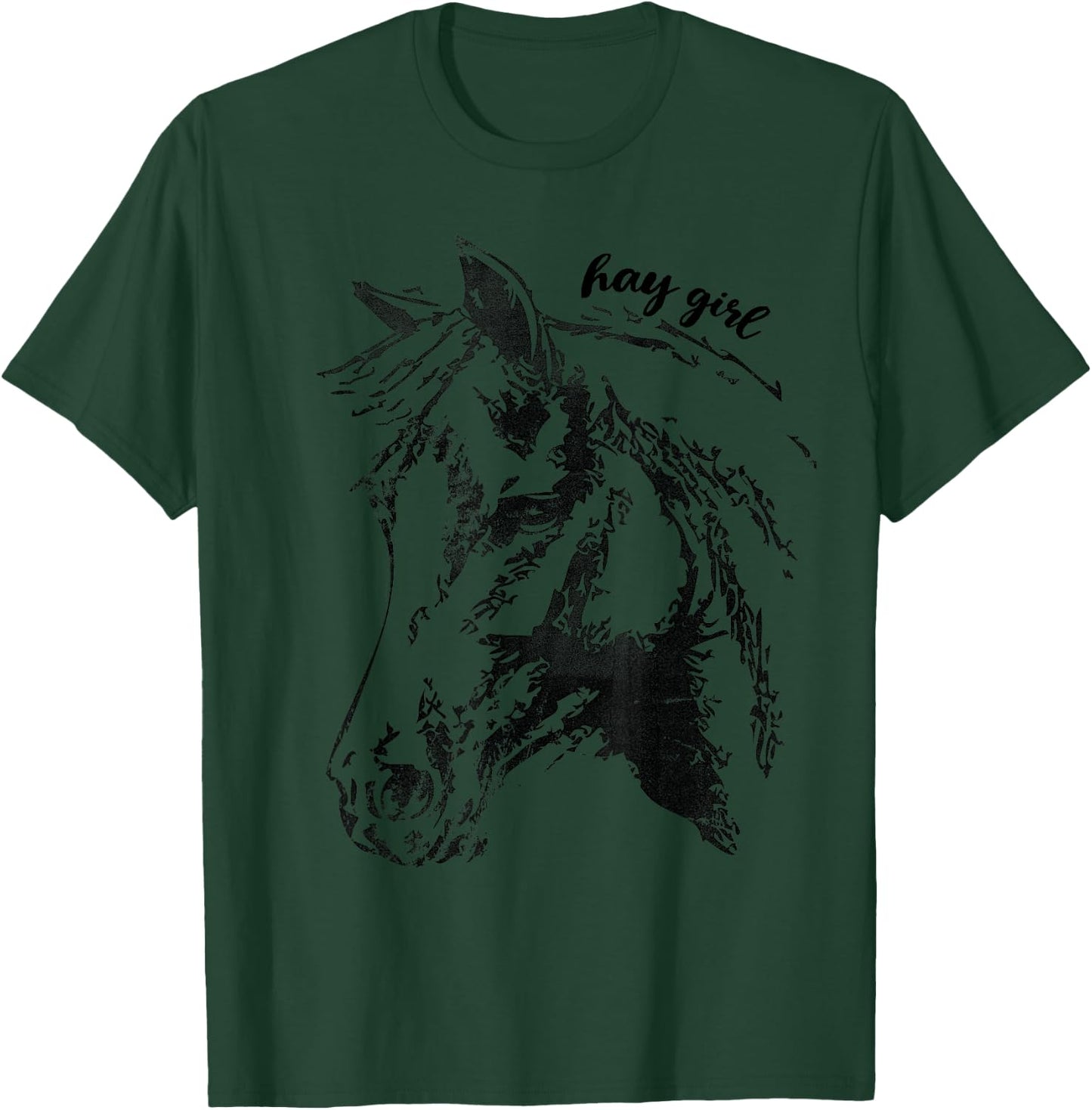 Vintage Hay Girl. Horse Show Jumping Western Riding Gift T-Shirt - T-Shirt | Forest