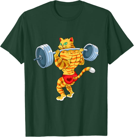 Weightlifing Barbell - Funny Workout Gym Weightlifting Cat Women T-Shirt - T-Shirt | Forest