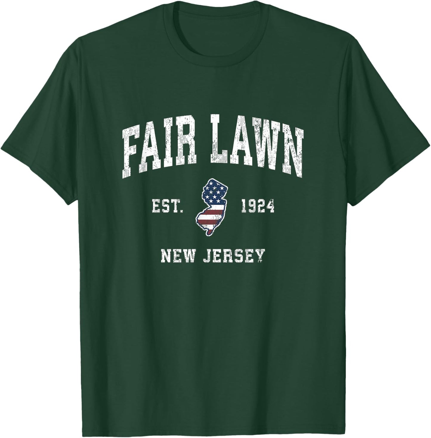 Fair Lawn New Jersey NJ Vintage American Flag Sports Design T-Shirt - T-Shirt | Forest