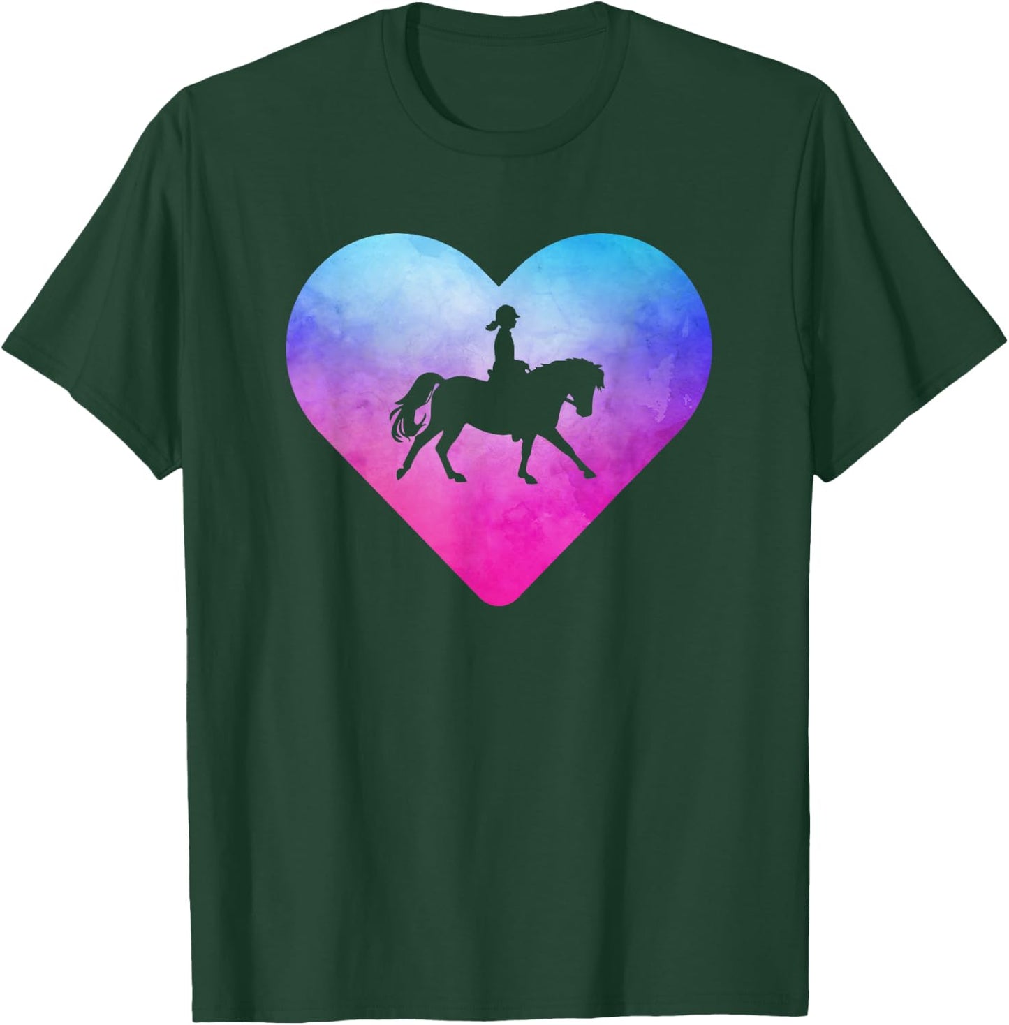 Women or Girls Horseback Riding Horse T-Shirt - T-Shirt | Forest