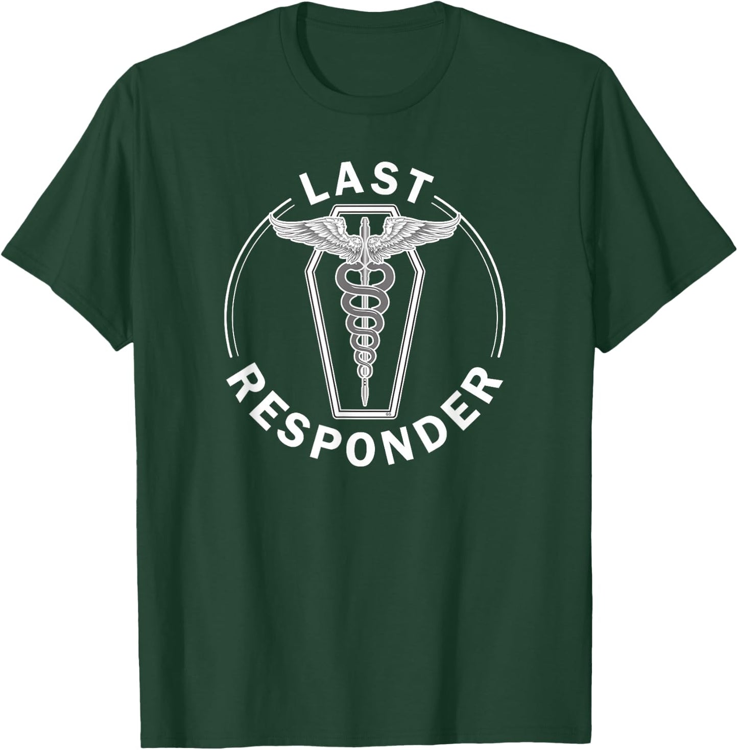 Last Responder Trocar Caduceus Mortician T-Shirt - T-Shirt | Forest