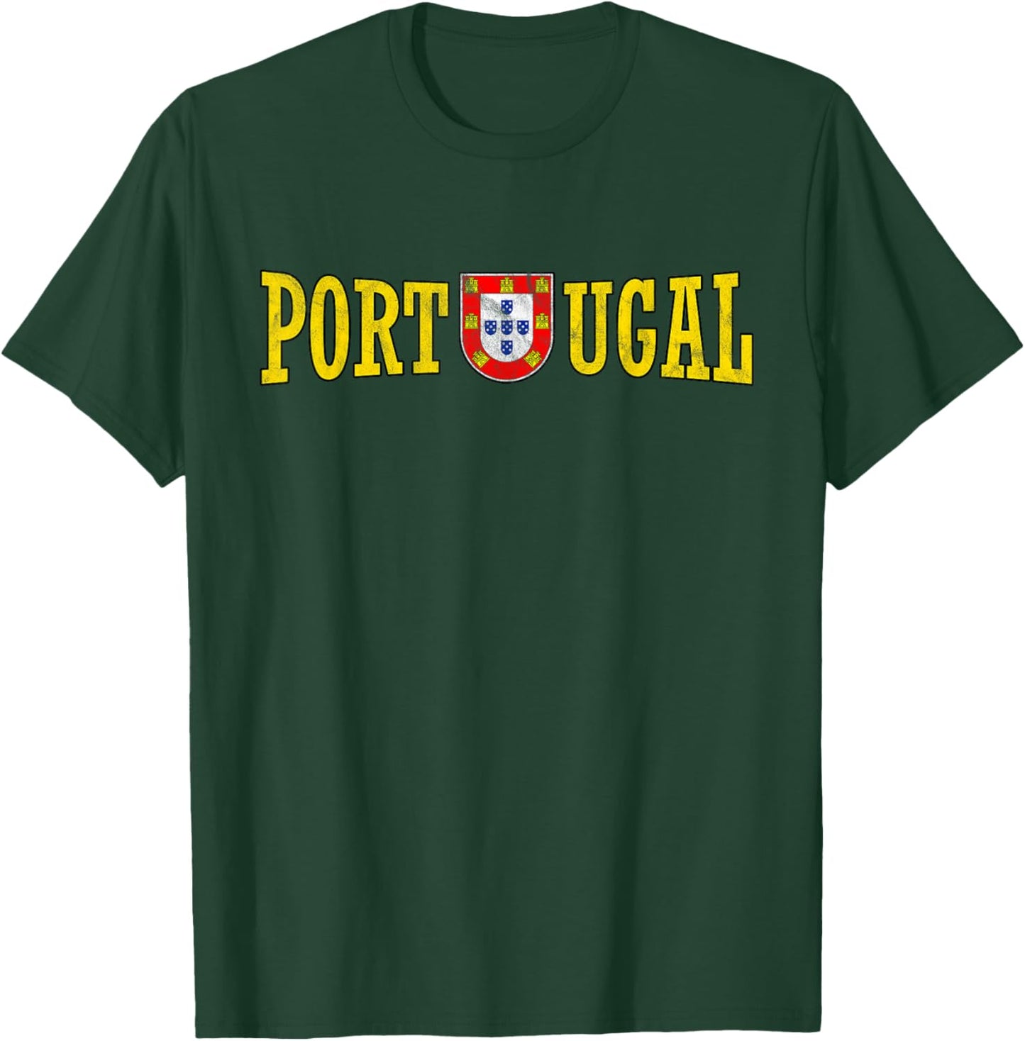 Portugal Quinas - Portuguese Retro Distressed T-Shirt - T-Shirt | Forest