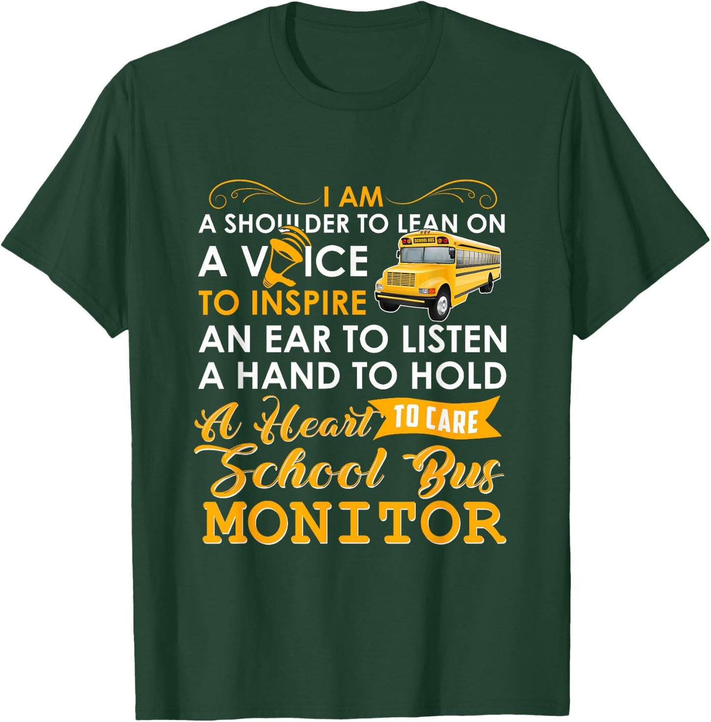 A Heart To Care School Bus Monitor Driver Speed Students Top T-Shirt - T-Shirt | Forest