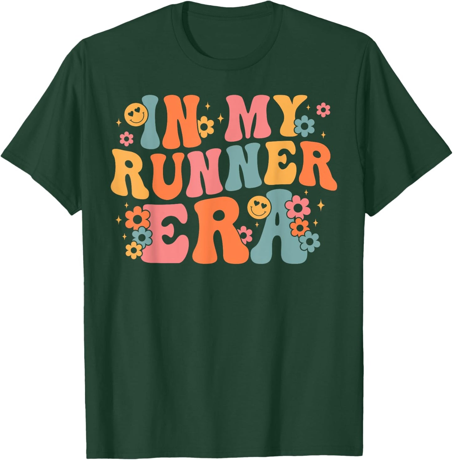 In My Runner Era Marathon Running Women Groovy T-Shirt - T-Shirt | Forest