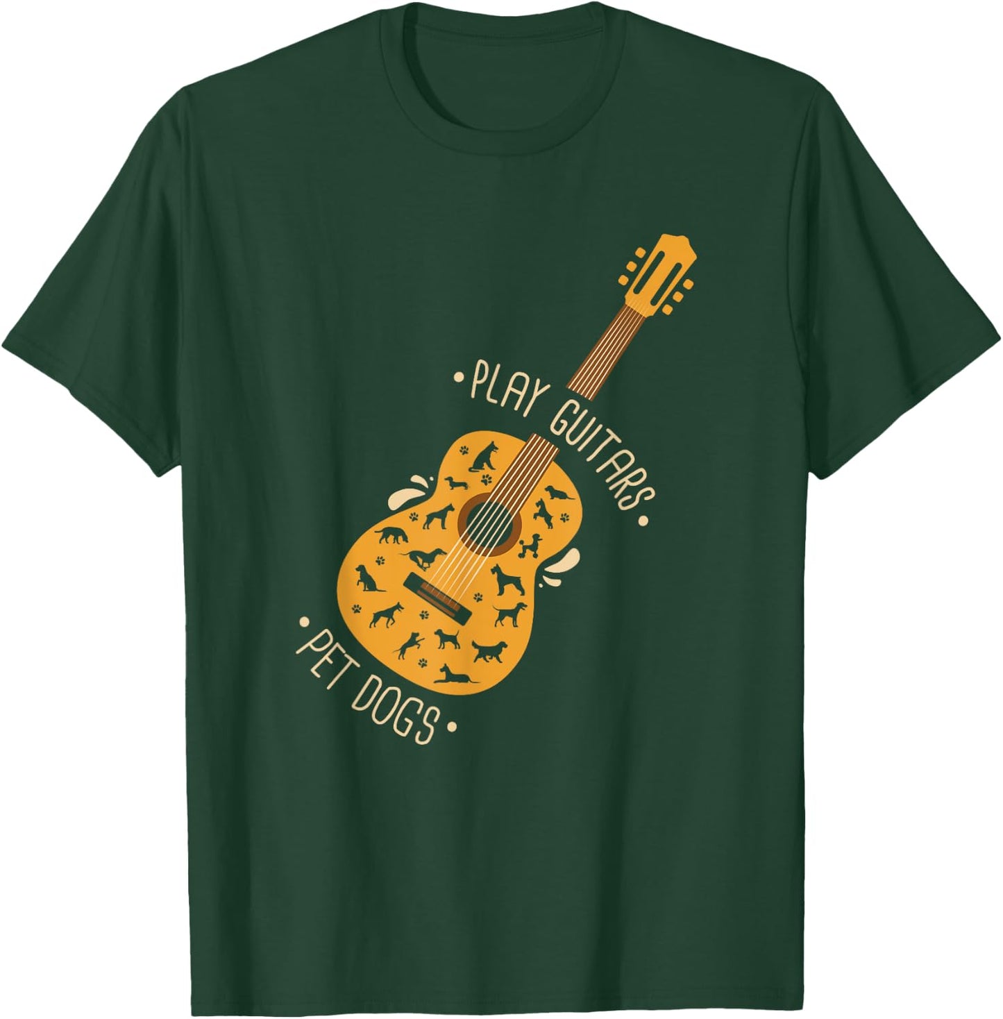 Play Guitars Pet Dogs I Dog And Music Lovers I Guitar T-Shirt - T-Shirt | Forest