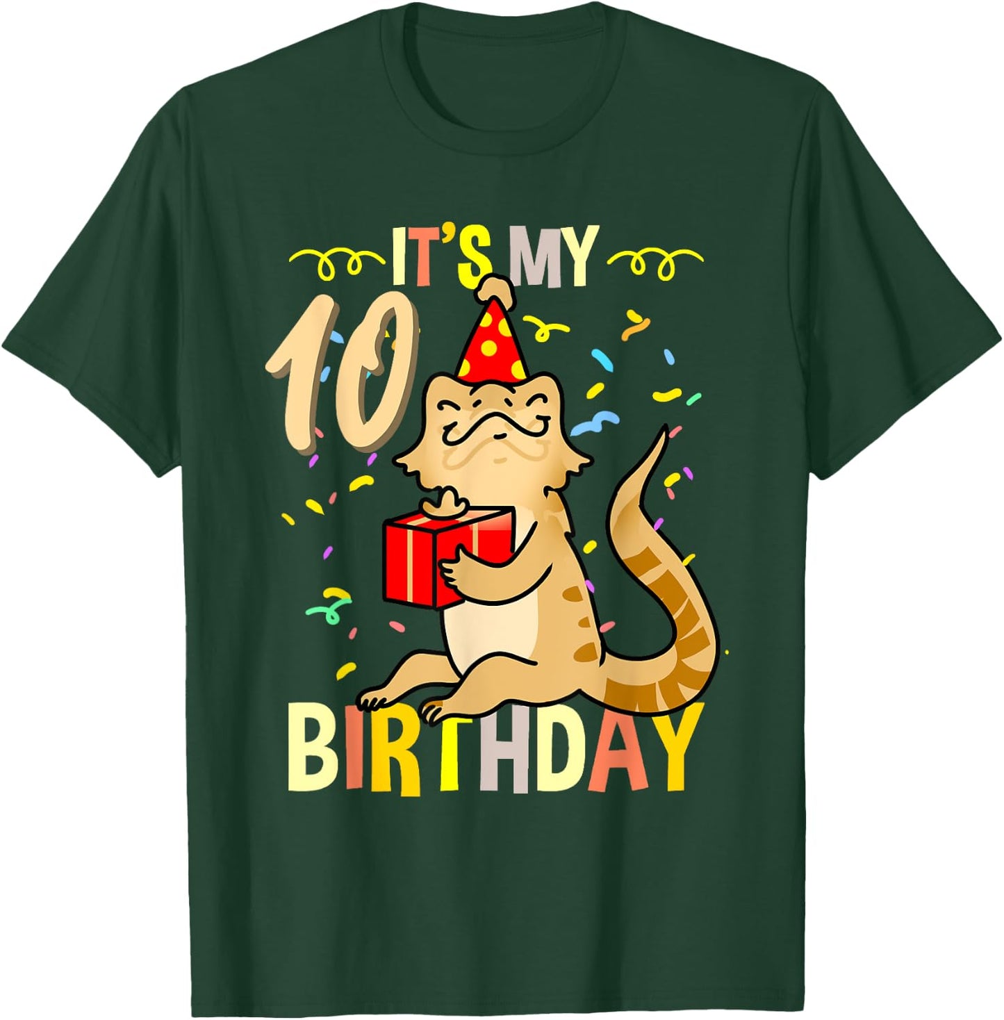 Its My 10th Birthday Bearded Dragon Lizard Lover T-Shirt - T-Shirt | Forest