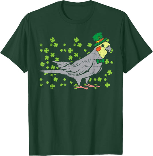 Leprechaun Cockatiel Bird Clover St Patricks Day Animal Gift T-Shirt - T-Shirt | Forest