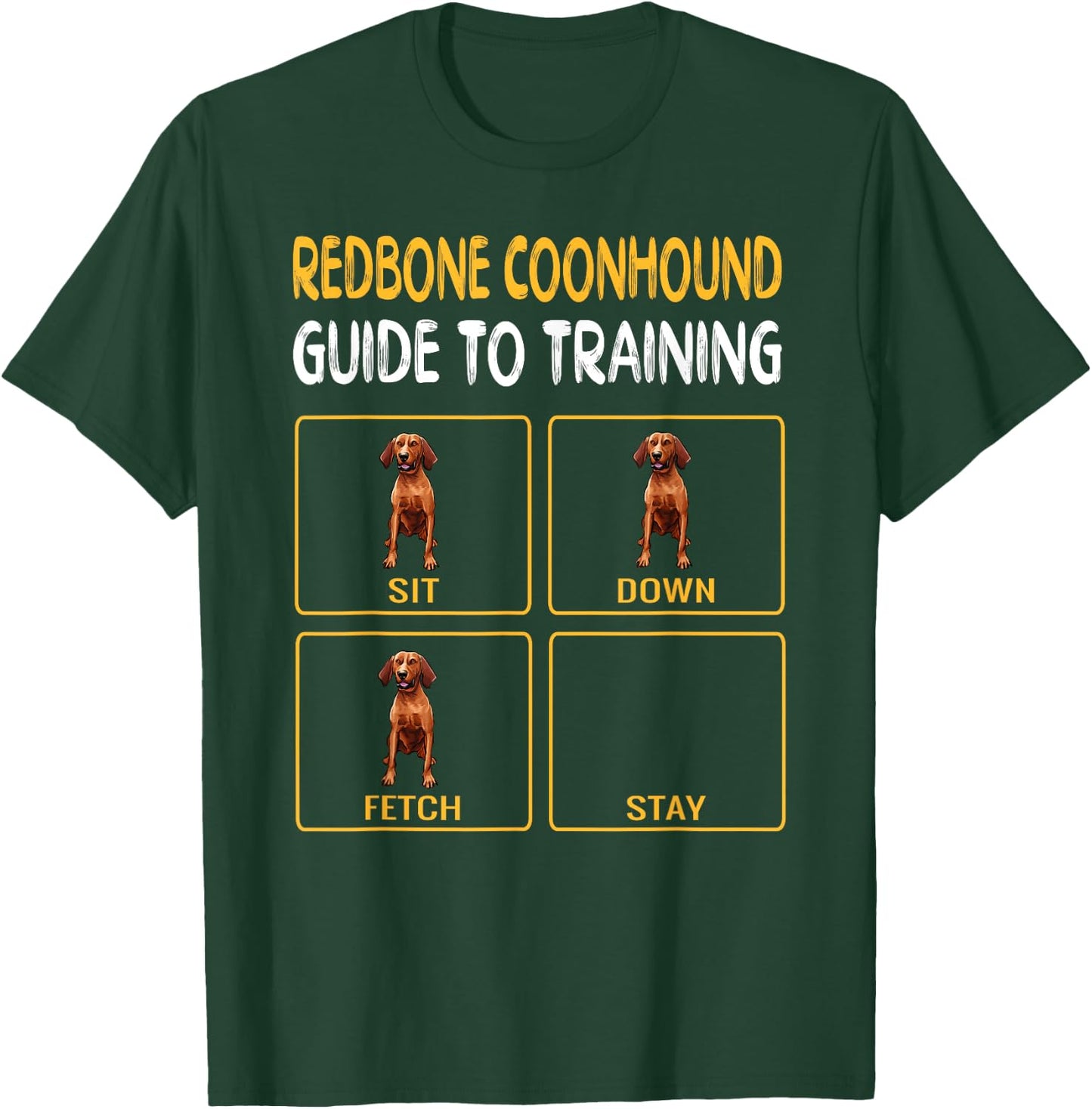 Funny Redbone Coonhound Guide to Training Dog Obedience T-Shirt - T-Shirt | Forest
