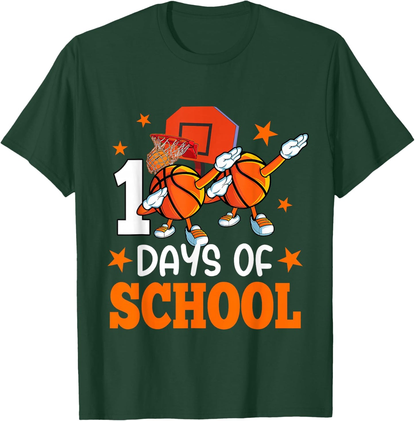 Boys Happy 100 Days Of School Basketball Teacher Students T-Shirt - T-Shirt | Forest