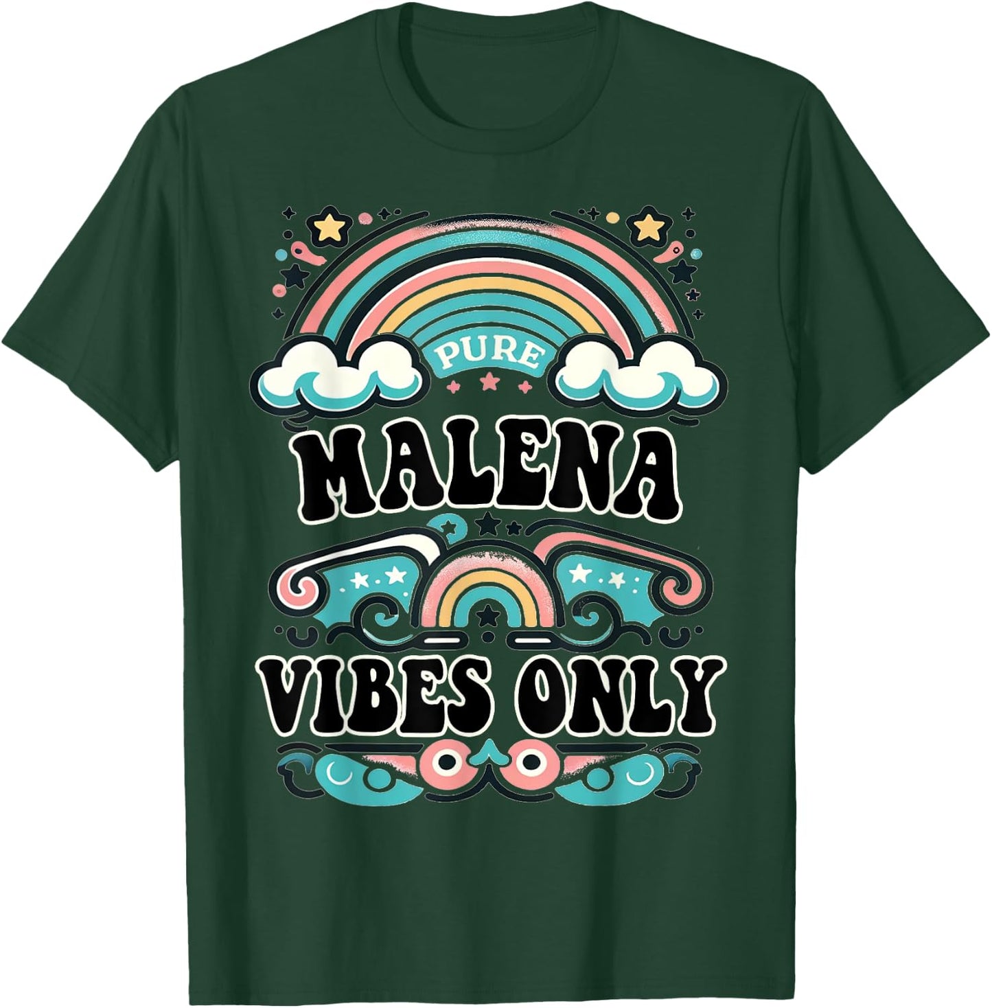 MALENA Vibes Only Cute Retro Girls MALENA Name T-Shirt - T-Shirt | Forest