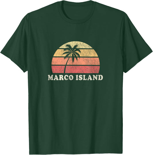 Marco Island FL Vintage 70s Retro Throwback Design T-Shirt - T-Shirt | Forest