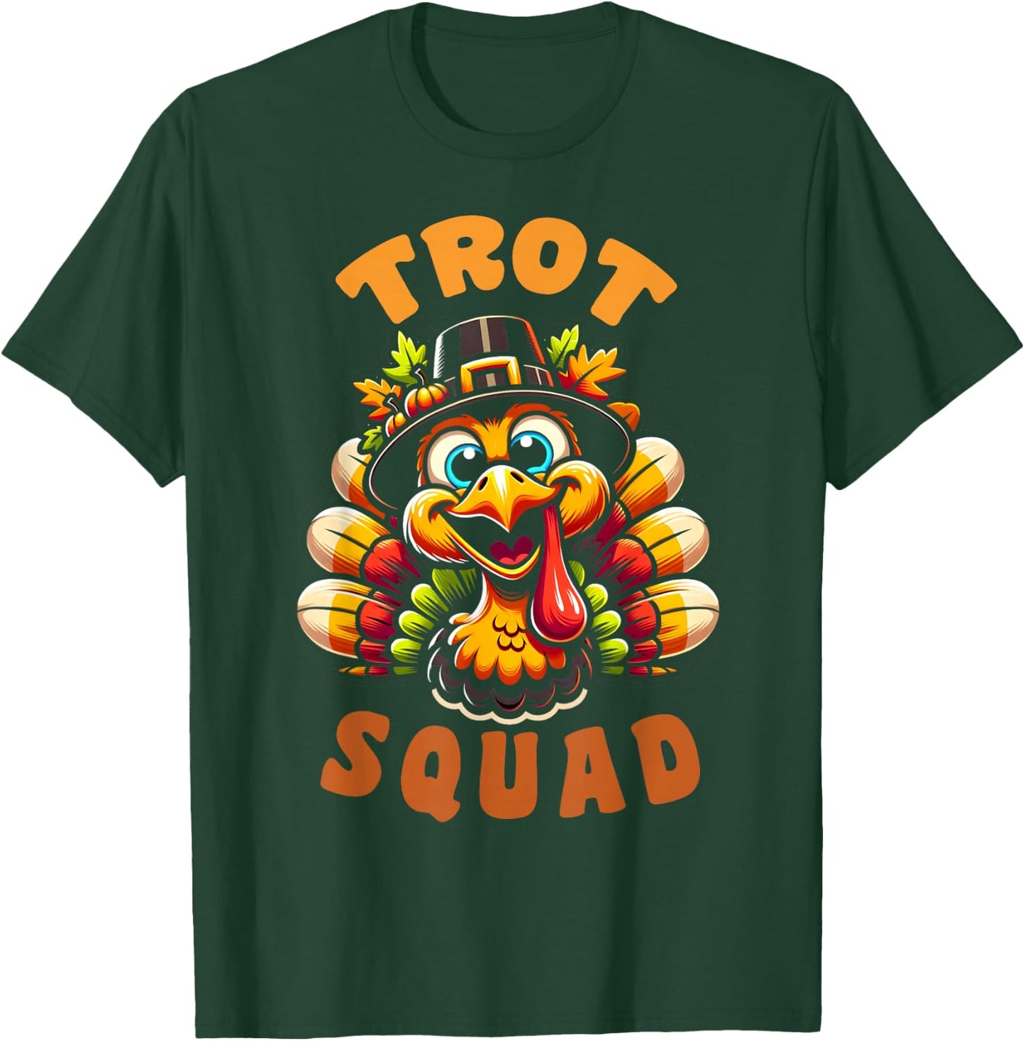 Trot Squad Funny Retro Thanksgiving Day Running Turkey T-Shirt - T-Shirt | Forest