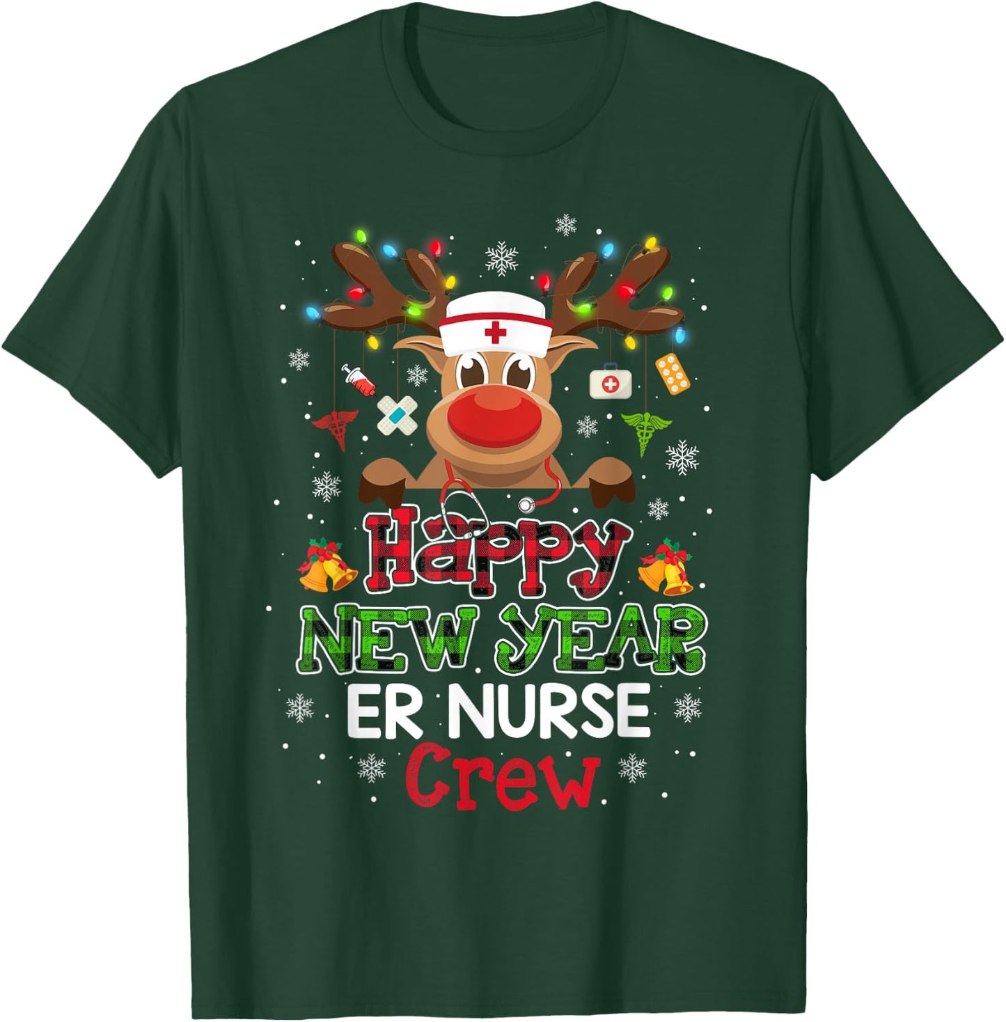 Happy New Year ER Nurse Crew Christmas Lovely Gifts T-Shirt - T-Shirt | Forest