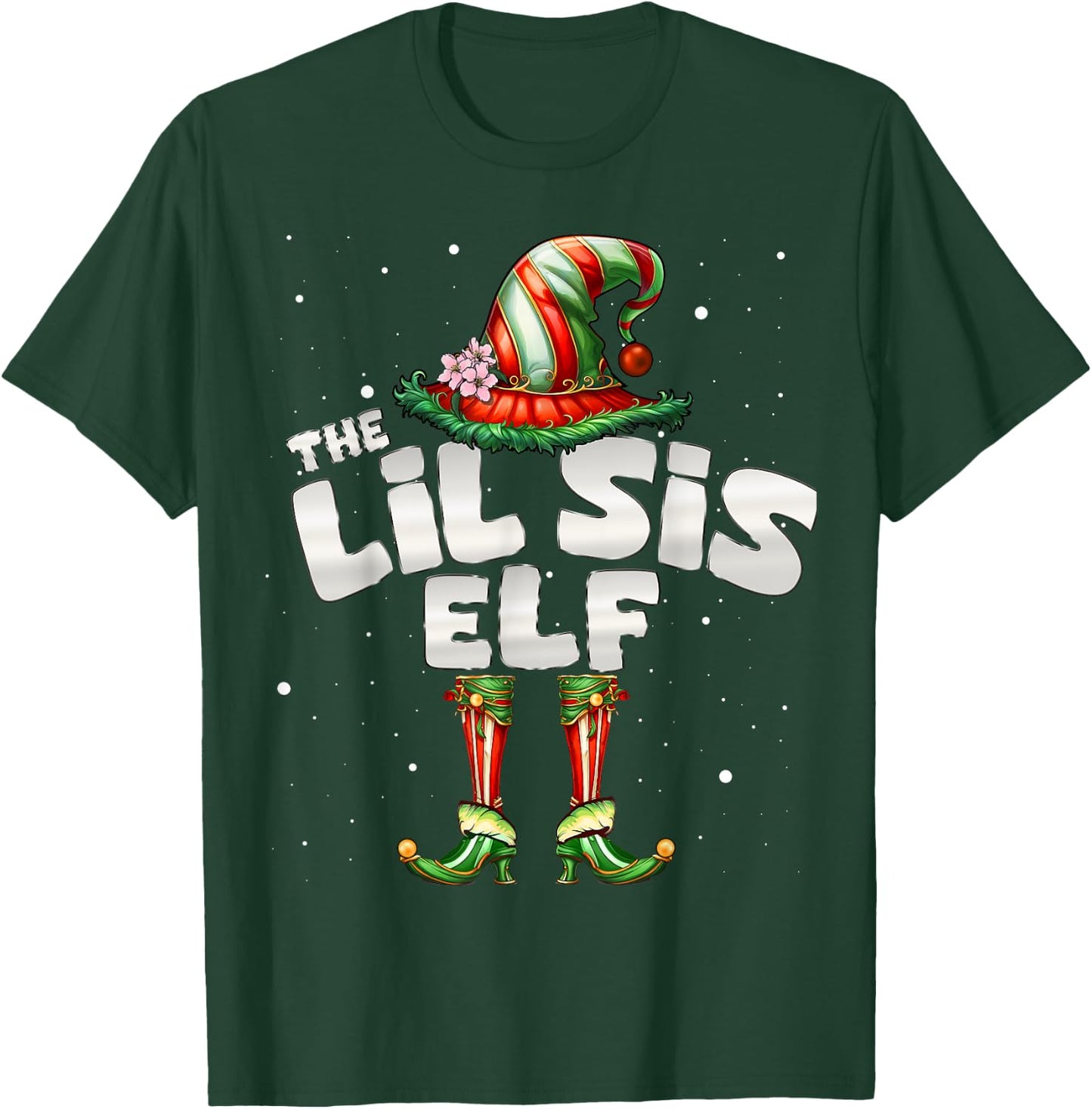 I'm The Sister Elf Family Matching Group Christmas Lil Sis T-Shirt - T-Shirt | Forest