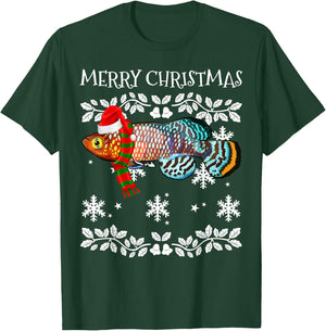 Fish Merry Christmas Ornament Killifish Ugly Xmas T-Shirt - T-Shirt | Forest