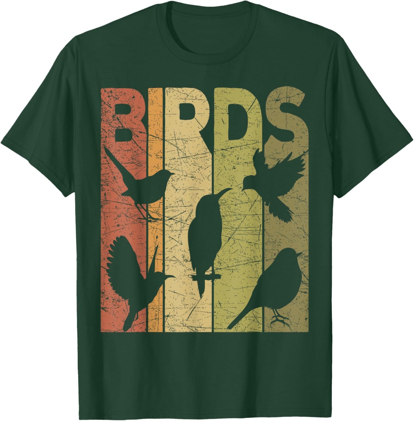 Birds Vintage Birdwatching Retro Ornithology Birdwatcher T-Shirt - T-Shirt | Forest