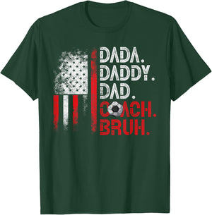 Dada Daddy Dad Coach Bruh Soccer Dad USA Flag Fathers Day Women Kids Men T-Shirt - T-Shirt | Forest