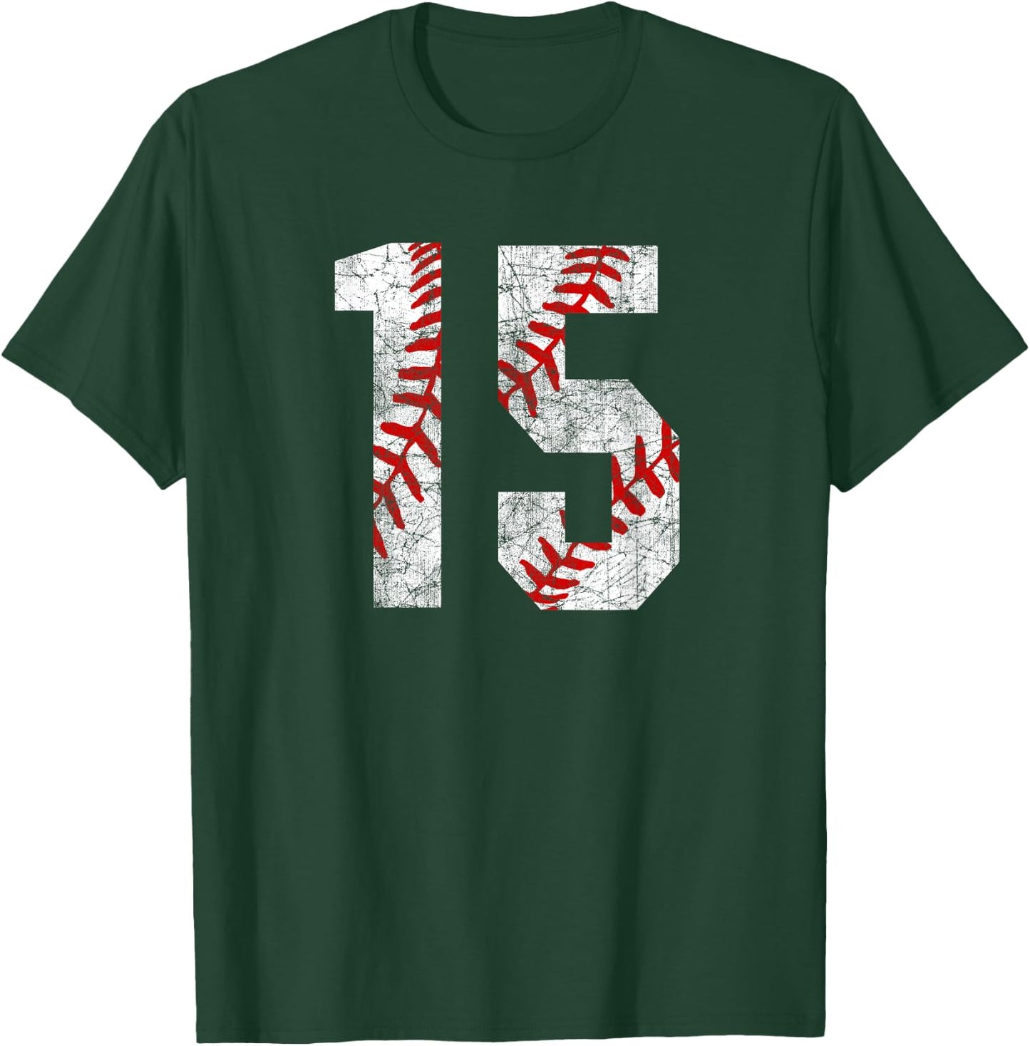 Vintage Baseball Mom #15 Jersey Baseball Favorite Player T-Shirt - T-Shirt | Forest
