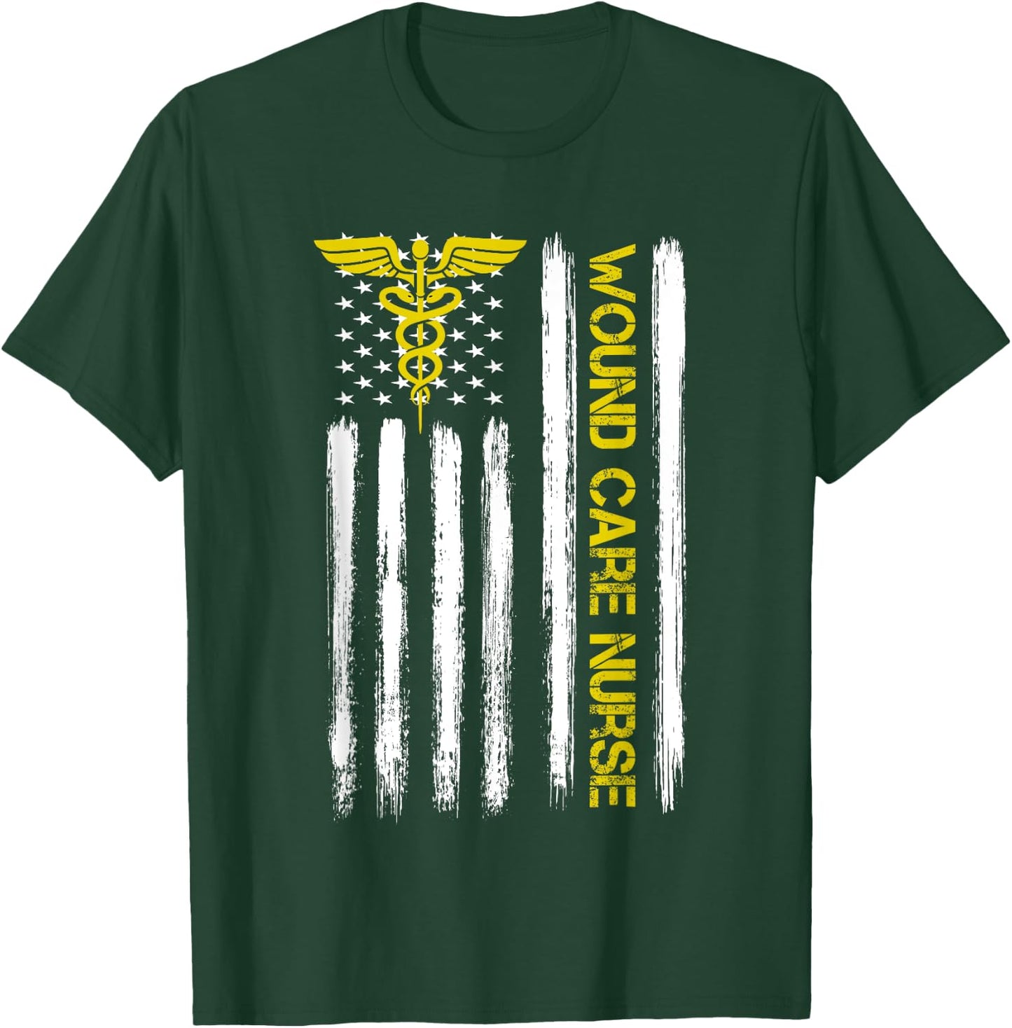 American Flag Wound Care Nurse | Nursing Department Wound T-Shirt - T-Shirt | Forest
