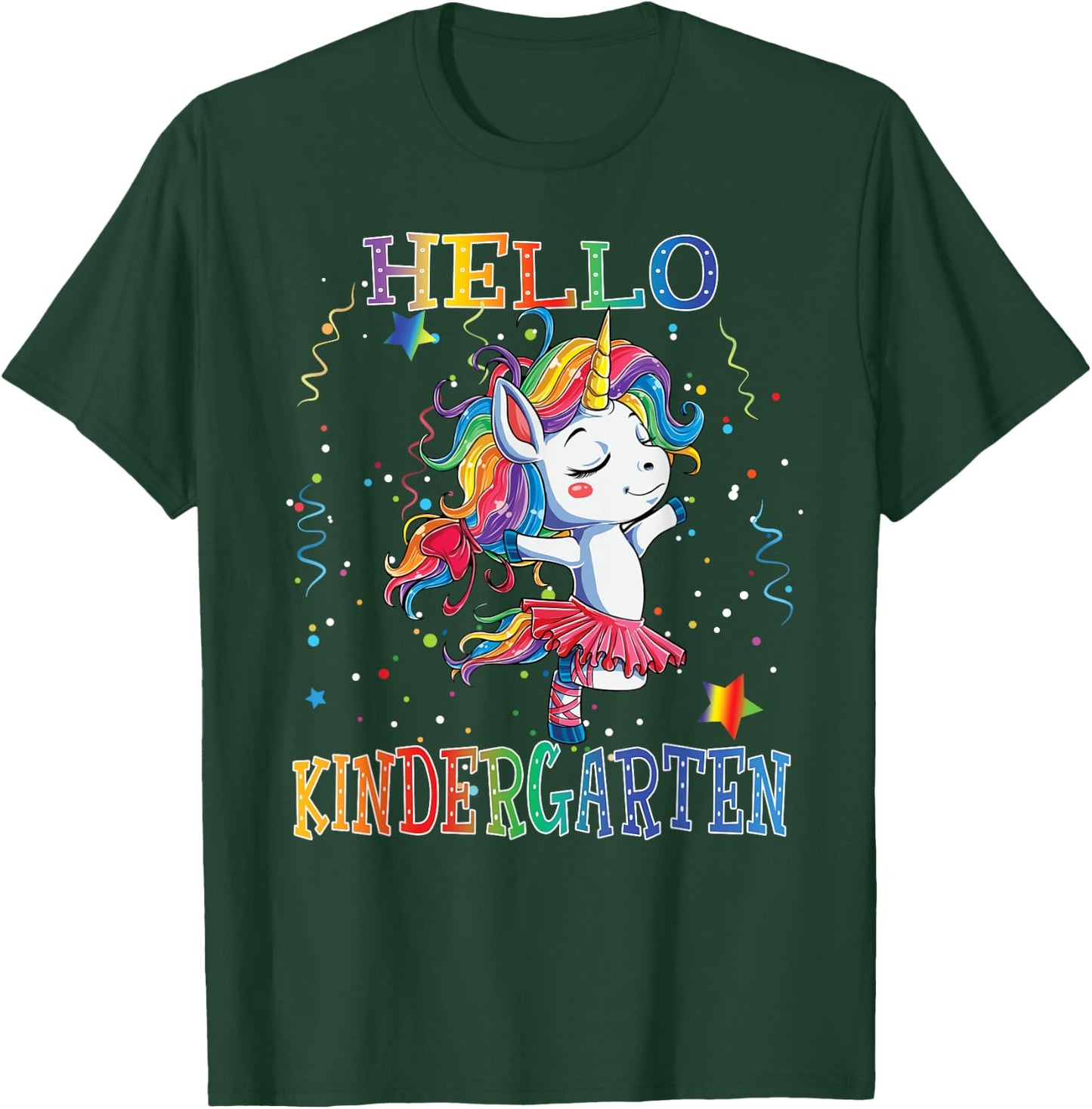 Hello Kindergarten Cute Unicorn First Day Of School Gifts T-Shirt - T-Shirt | Forest