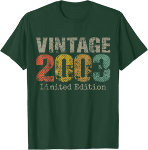 Vintage 2003 Limited Edition 22nd Birthday Gifts 22 Year Old T-Shirt - T-Shirt | Forest