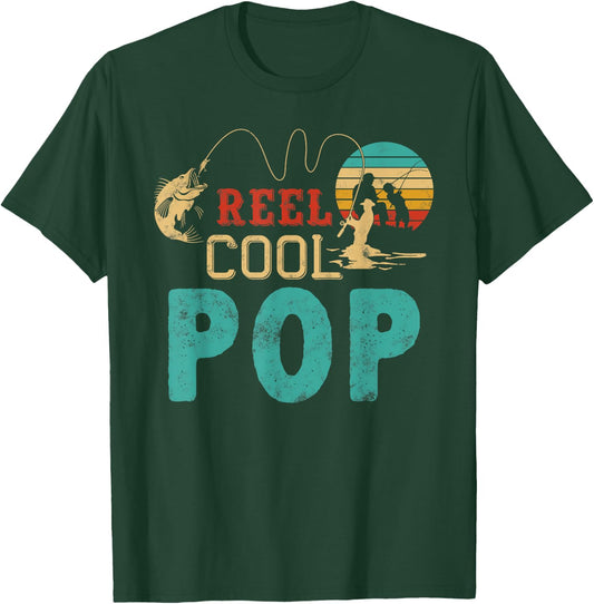 Fishing Reel Cool Pop Father’s day Gift Fisherman Pop T-Shirt - T-Shirt | Forest