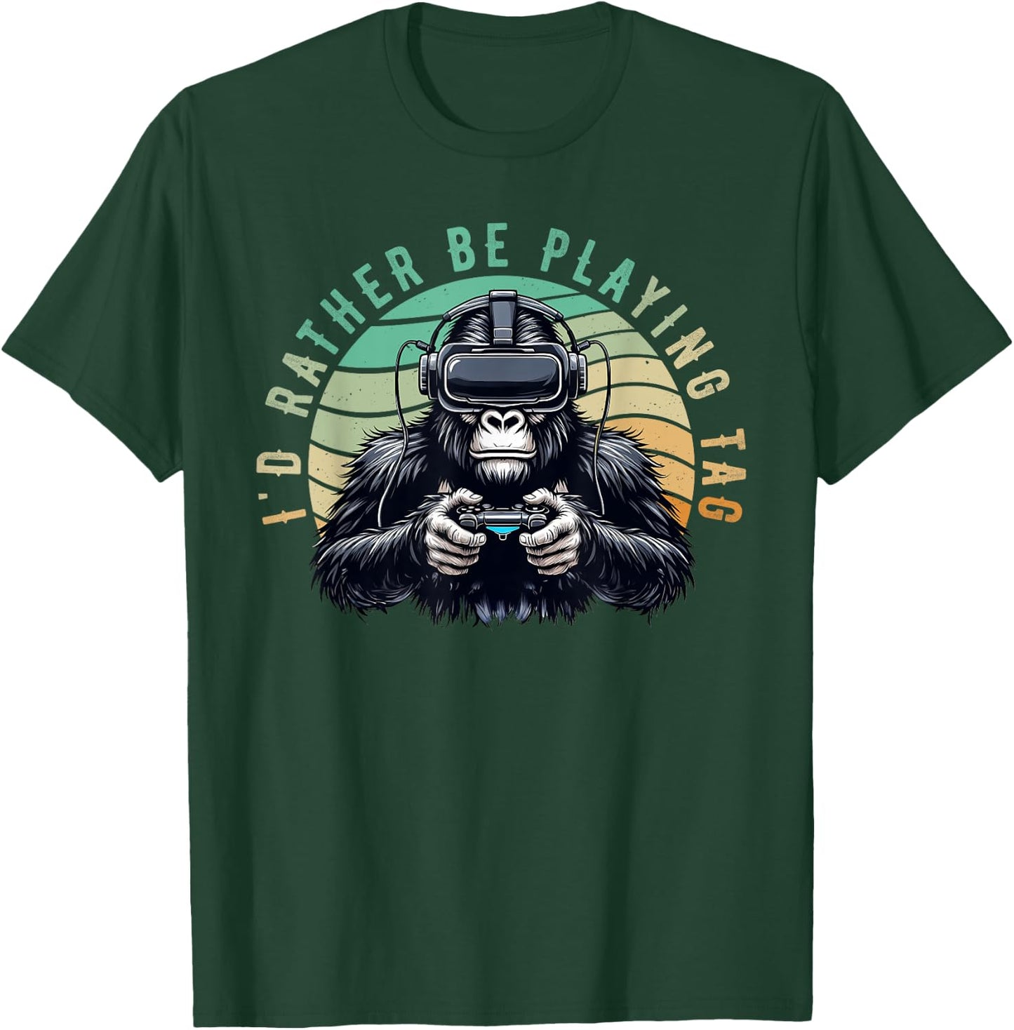 I'd Rather Be Playing Tag Monke Tag VR Monke Gamer T-Shirt - T-Shirt | Forest