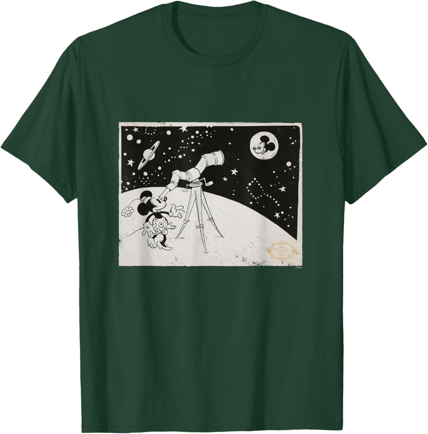 Disney Minnie & Mickey Mouse Telescope Moon Romantic Vintage T-Shirt - T-Shirt | Forest