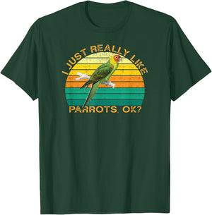 Parrot Funny Animal Quote With Vintage Shape Design T-Shirt - T-Shirt | Forest