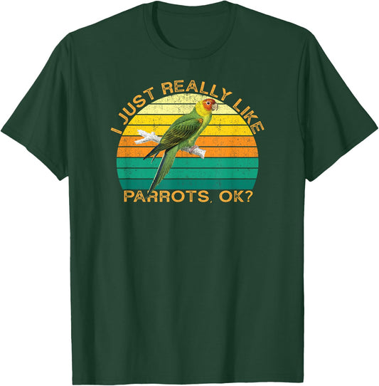 Parrot Funny Animal Quote With Vintage Shape Design T-Shirt - T-Shirt | Forest