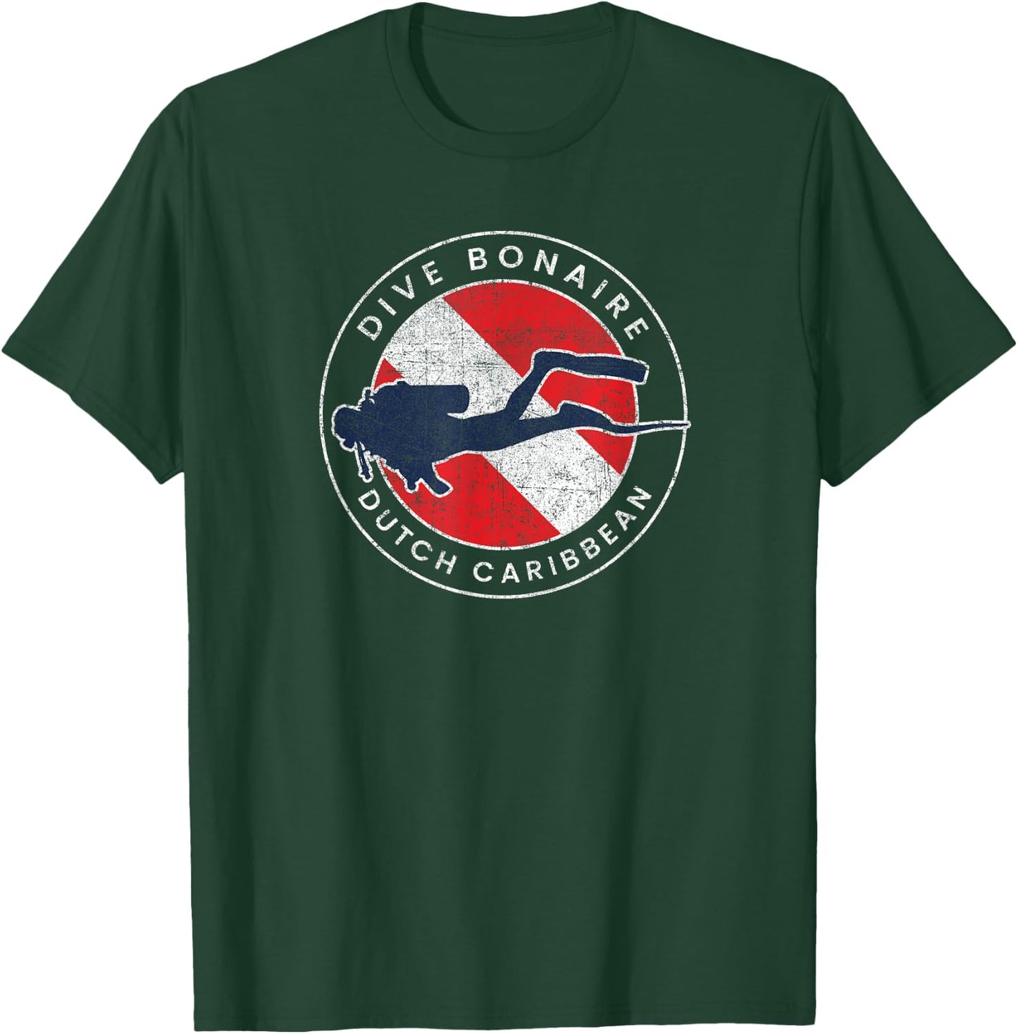 Retro Dive Bonaire Scuba Diver Vintage Dive Flag T-Shirt - T-Shirt | Forest