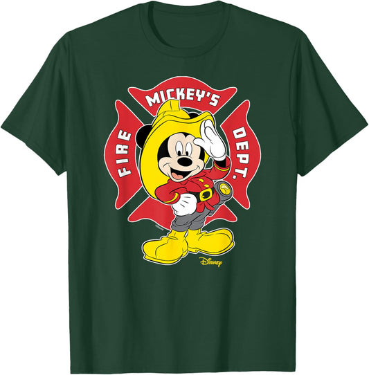 Mickey Mouse - Fire Department Career Badge T-Shirt - T-Shirt | Forest