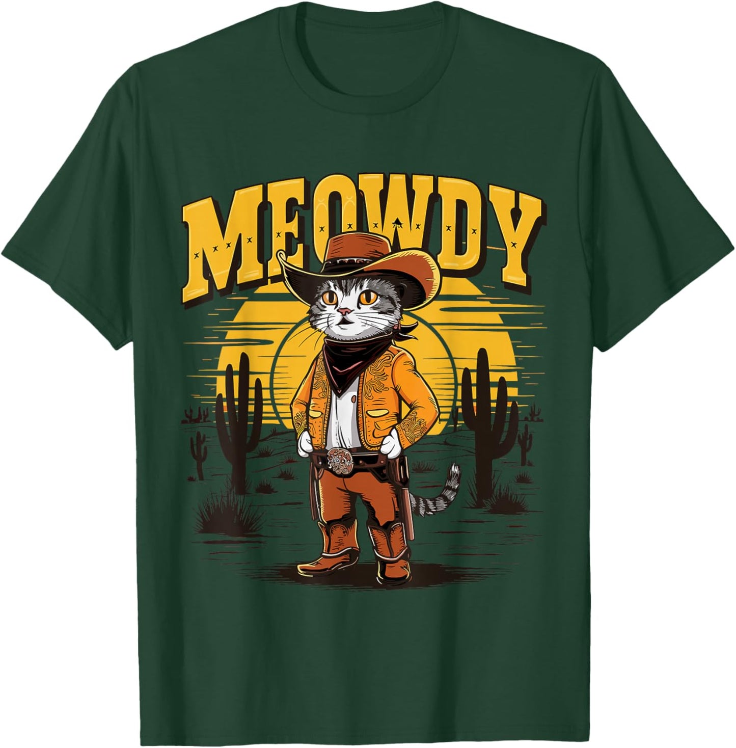 Meowdy Cowboy Cat Country Western Cat T-Shirt - T-Shirt | Forest