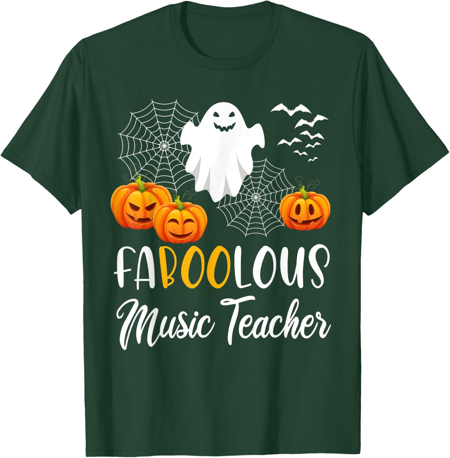 Faboolous Music Teacher Funny Pumpkin Boo Halloween Gift T-Shirt - T-Shirt | Forest