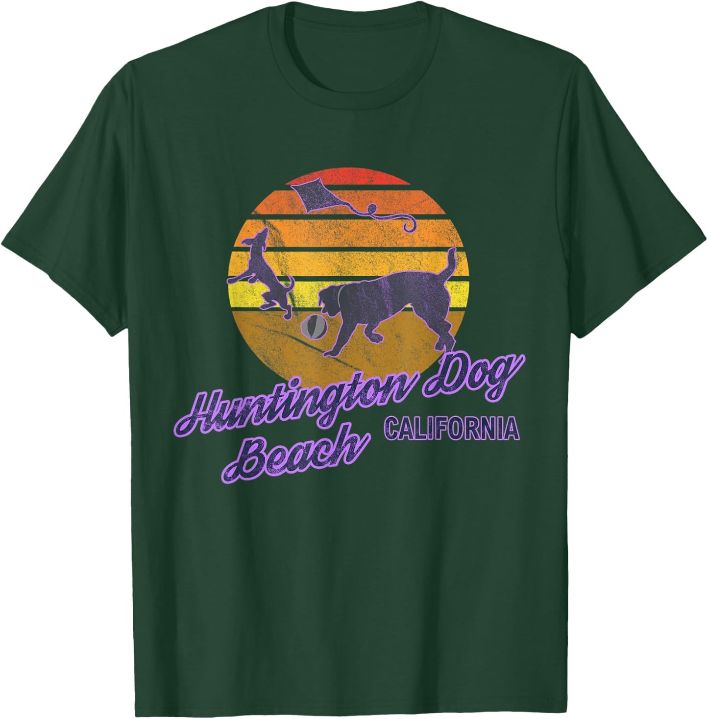Huntington Dog Beach California USA Dog Walkers Men Women T-Shirt - T-Shirt | Forest