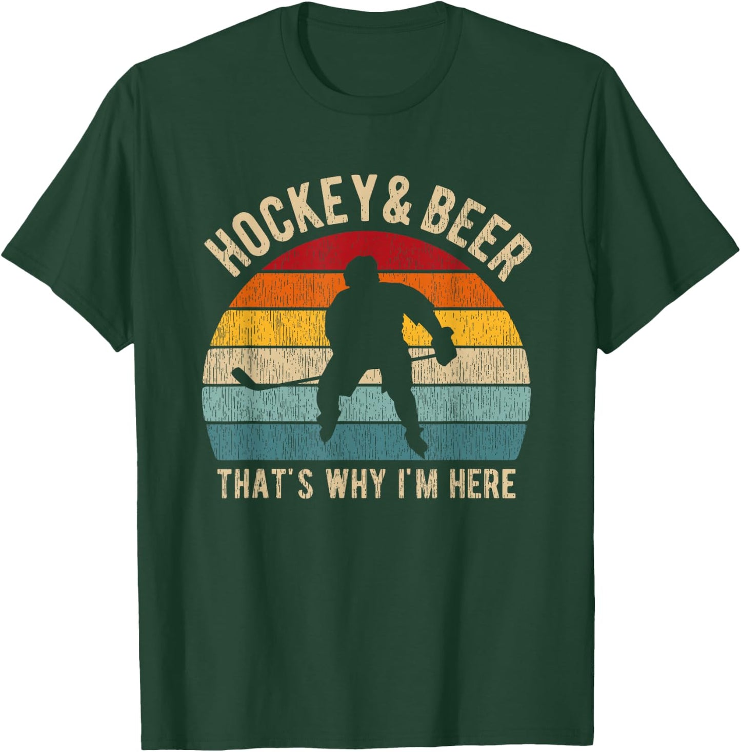 Distressed Hockey and Beer Funny Pun Hockey T-Shirt - T-Shirt | Forest