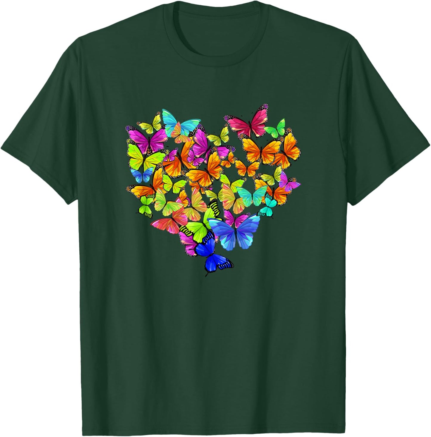 Colorful Cute Butterfly Heart - Rainbow Butterflies T-Shirt - T-Shirt | Forest