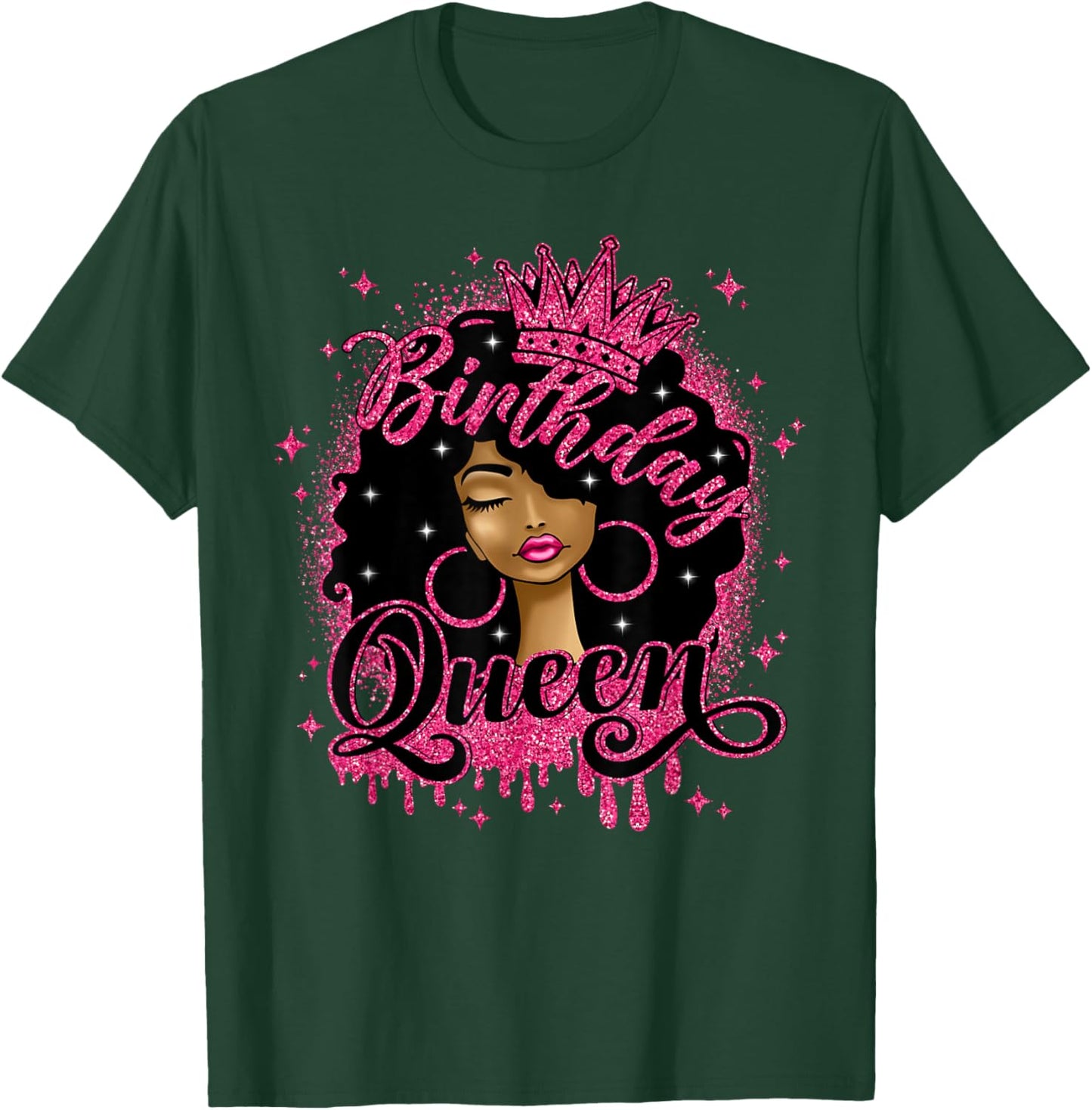 Birthday Queen Cute Curly Afro Black Women It's My Birthday T-Shirt - T-Shirt | Forest