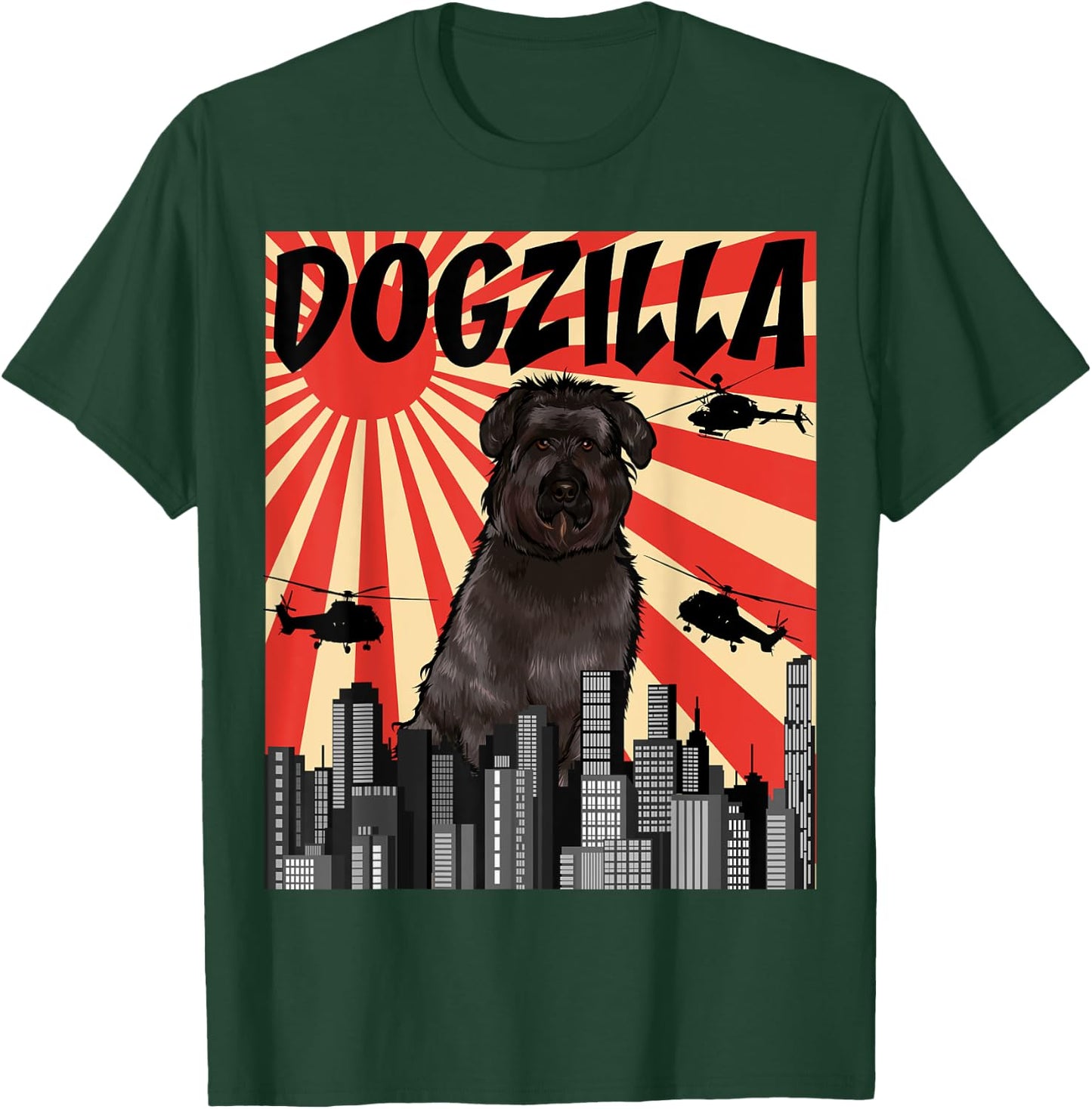 Funny Retro Japanese Dogzilla Bouvier des Flandres T-Shirt - T-Shirt | Forest