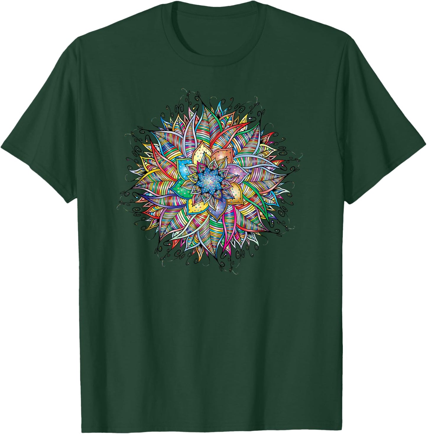 Nirvana Mandala Geometry Sacred Fractal Art Yoga Mantra T-Shirt - T-Shirt | Forest
