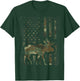 Camo American Flag Moose Hunting Gift Hunter Moose Lover T-Shirt - T-Shirt | Forest