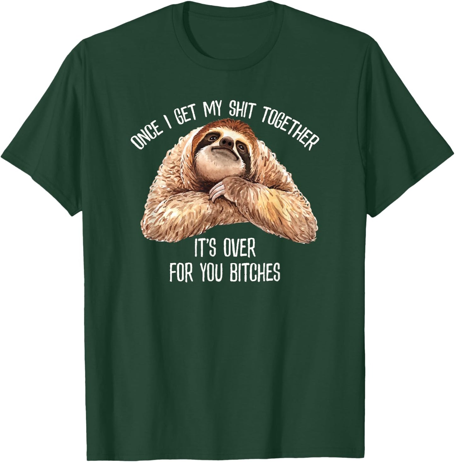 Get My Shit Together It's Over For You Bitches Funny Sloth T-Shirt - T-Shirt | Forest