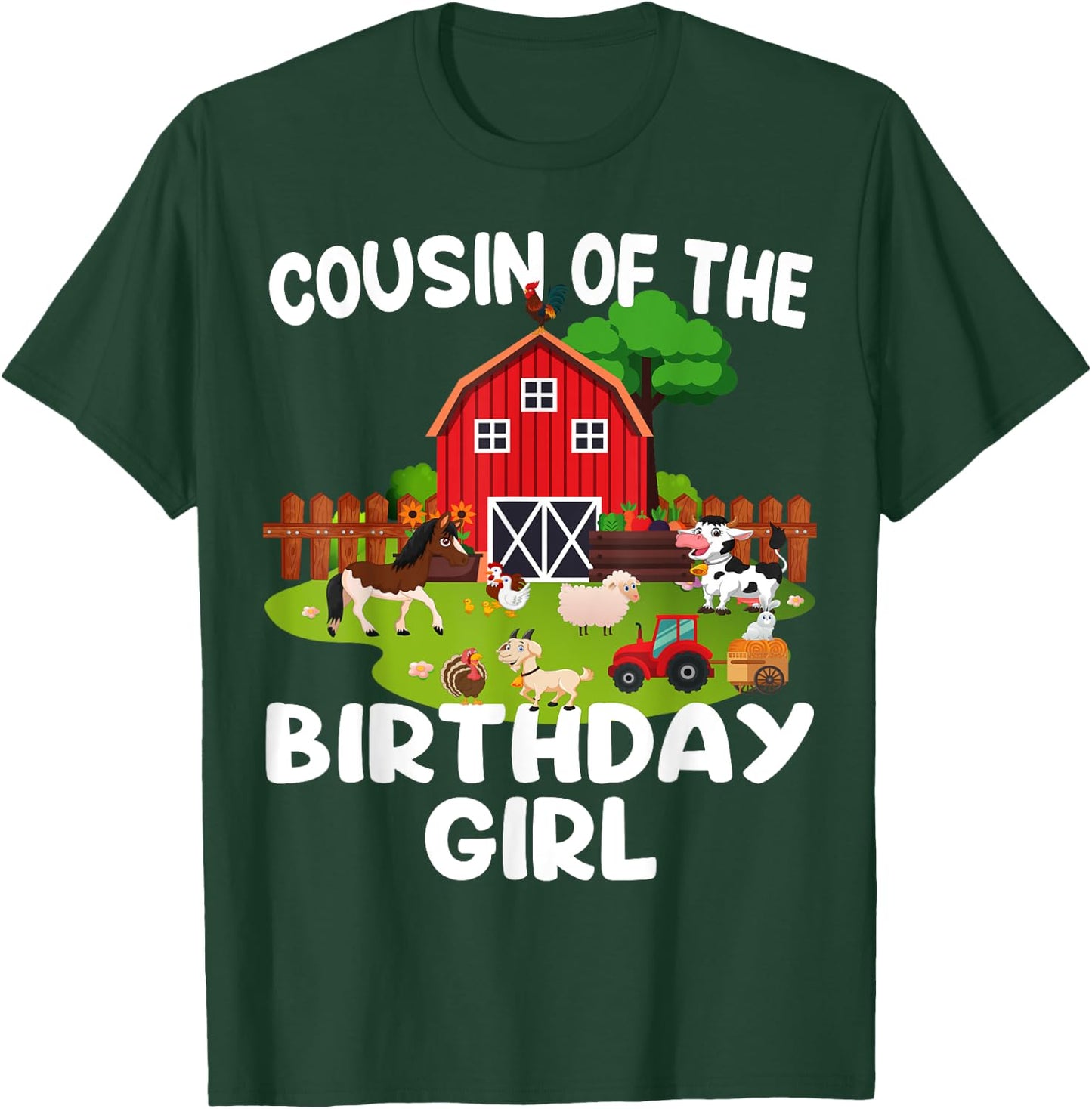 Barnyard Birthday Farm Animals Cousin Birthday Girl T-Shirt - T-Shirt | Forest