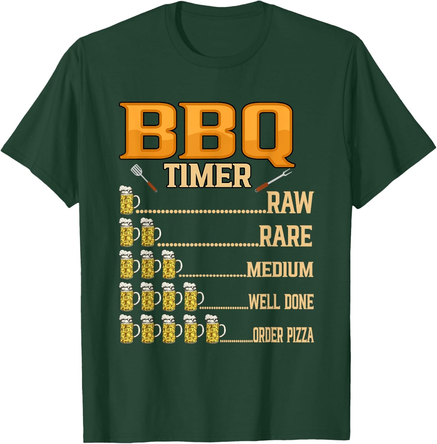 BBQ Timer Raw Rare Medium Well Done Grill Lovers T-Shirt - T-Shirt | Forest