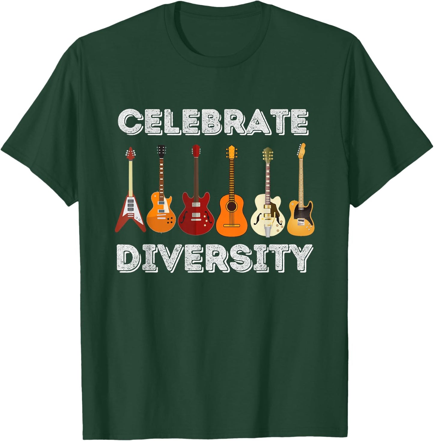 Celebrate Diversity - Funny Guitar Lover & Guitarist Gift Small T-Shirt - T-Shirt | Forest