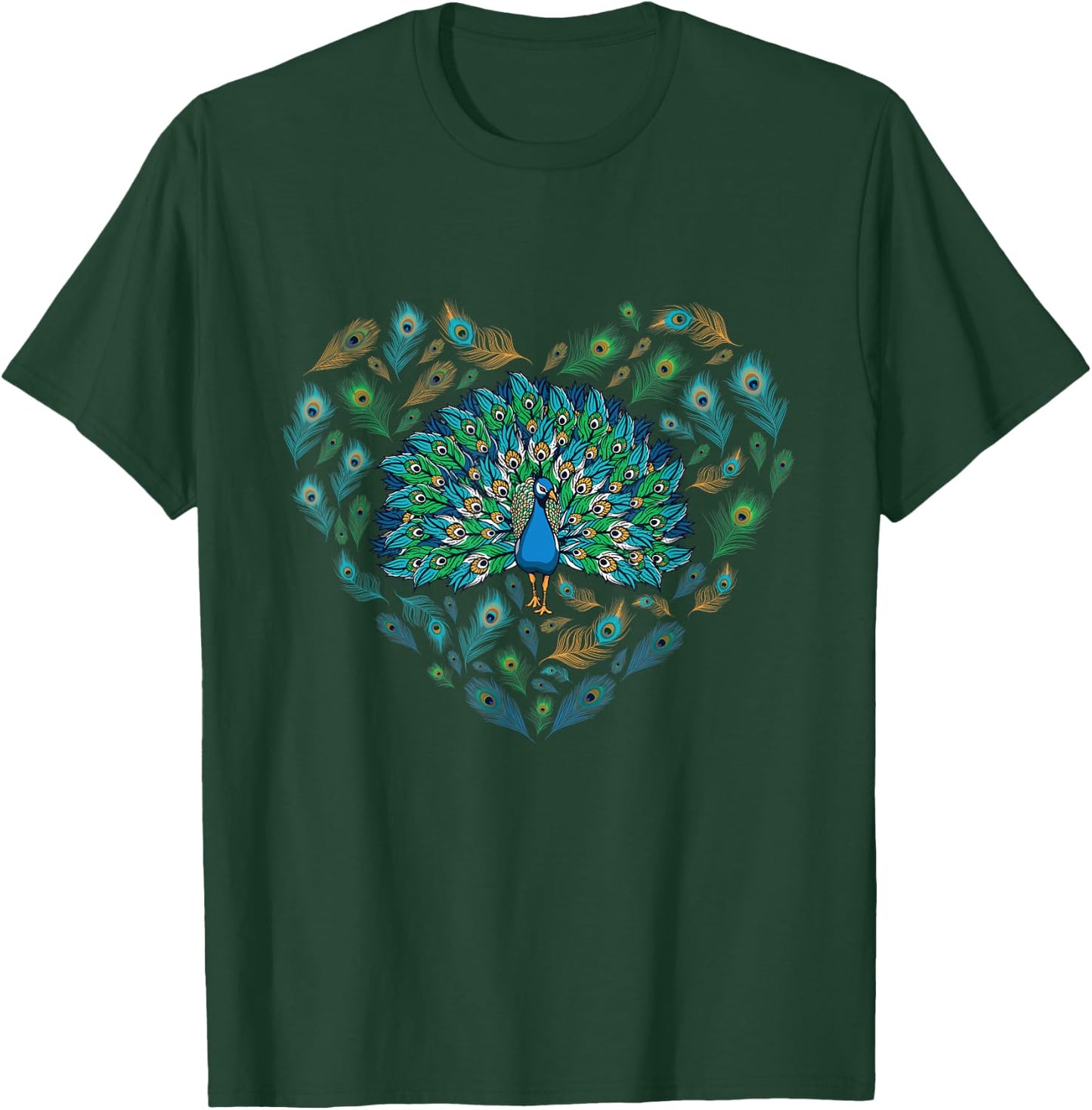 Peacock Decorative Colorful Peacock love heart men women kid T-Shirt - T-Shirt | Forest